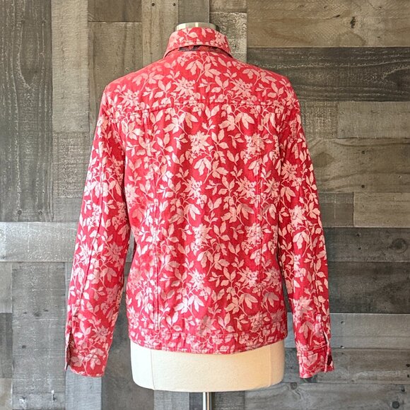 Handmade reversible sparkly floral button up jacket medium feminine coastal fall - Picture 6 of 13